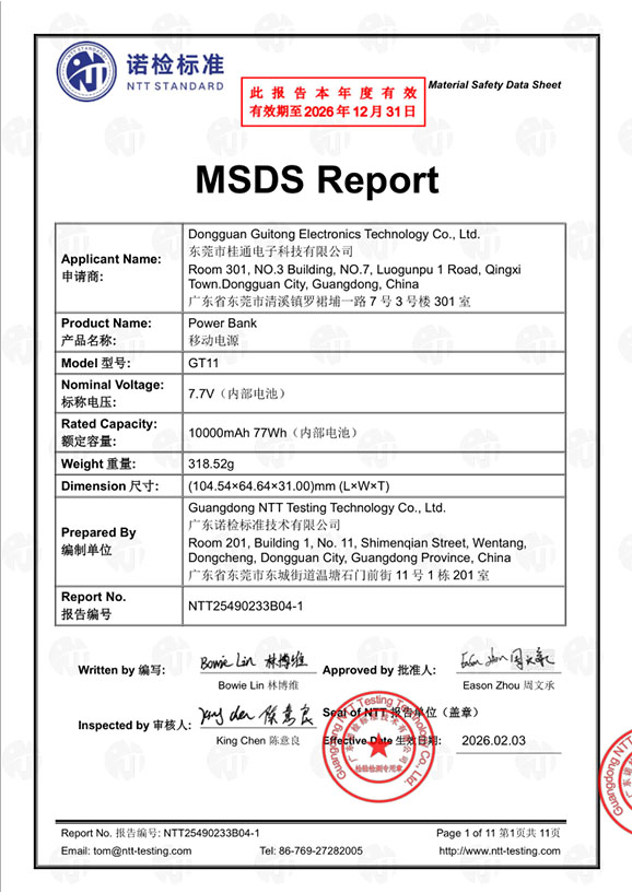GT11 MSDS